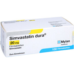 Abbildung: Simvastatin dura 20 mg Filmtabletten 100 St, Filmtabletten PZN 03271449