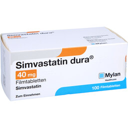 Abbildung: Simvastatin dura 40 mg Filmtabletten 100 St, Filmtabletten PZN 03272288