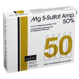 Abbildung: MG 5 Sulfat Ampulle 50% Infusionslösungskonzentrat 5 St, Infusionslösungskonzentrat PZN 03273980
