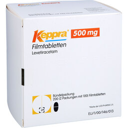 Abbildung: Keppra 500 mg Filmtabletten 200 St, Filmtabletten PZN 03275370