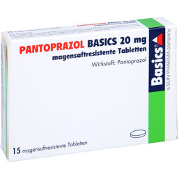 Abbildung: Pantoprazol Basics 20 mg magensaftresistent Tabletten 15 St, Tabletten magensaftresistent PZN 03275772