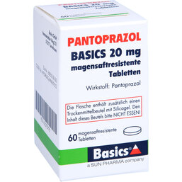 Abbildung: Pantoprazol Basics 20 mg magensaftresistent Tabletten 60 St, Tabletten magensaftresistent PZN 03275795