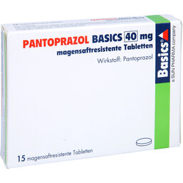 Abbildung: Pantoprazol Basics 40 mg magensaftresistent Tabletten 15 St, Tabletten magensaftresistent PZN 03275855
