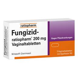 Abbildung: Fungizid ratiopharm 200 mg Vaginaltabletten Vaginaltabletten, 3 St PZN 03292397