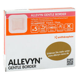 Abbildung: Allevyn Gentle Border 7,5x7,5cm Verband 5 St, Verband PZN 03302428