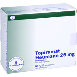 Abbildung: Topiramat Heumann 25 mg Filmtabletten 200 St, Filmtabletten PZN 03327492