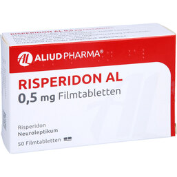 Abbildung: Risperidon AL 0,5 mg Filmtabletten 50 St, Filmtabletten PZN 03331269