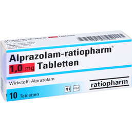 Abbildung: Alprazolam ratiopharm 1,0 mg Tabletten 10 St, Tabletten PZN 03337059