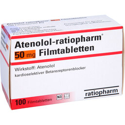 Abbildung: Atenolol ratiopharm 50 mg Filmtabletten 100 St, Filmtabletten PZN 03339414