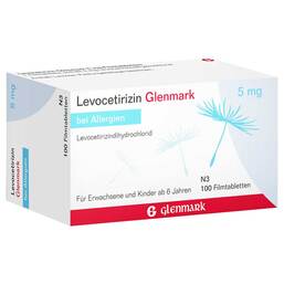 Abbildung: Levocetirizin Glenmark 5 mg Filmtabletten Filmtabletten, 100 St PZN 03344450