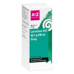 Abbildung: Lactulose AbZ 66,7 g / 100 ml Sirup 200 ml, Sirup PZN 03351639