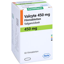 Abbildung: Valcyte 450 mg Filmtabletten 60 St, Filmtabletten PZN 03363559