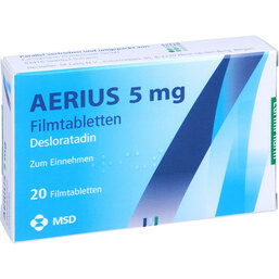 Abbildung: Aerius 5 mg Filmtabletten 20 St, Filmtabletten PZN 03379017