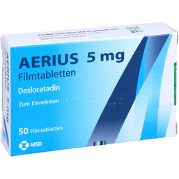 Abbildung: Aerius 5 mg Filmtabletten 50 St, Filmtabletten PZN 03379023