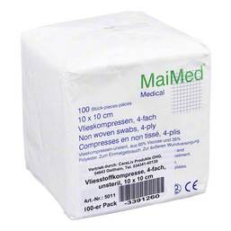Abbildung: Vliesstoff-Kompressen 10x10 cm unsteril 4fach 100 St, Kompressen PZN 03391260