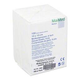 Abbildung: Mullkompressen 10x10 cm unsteril 8-fach 100 St, Kompressen PZN 03391461
