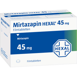 Abbildung: Mirtazapin Hexal 45 mg Filmtabletten 50 St, Filmtabletten PZN 03393572