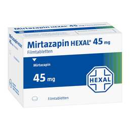 Abbildung: Mirtazapin Hexal 45 mg Filmtabletten 100 St, Filmtabletten PZN 03393603