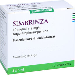Abbildung: Simbrinza 10 mg / ml + 2 mg / ml Augentropfensuspension  3X5 ml, Augentropfen PZN 03407630