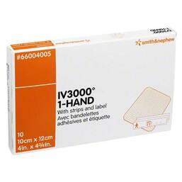 Abbildung: Opsite IV3000 10x12cm transparente Kanülenfixier. 10 St, Verband PZN 03412329