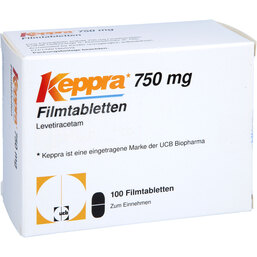Abbildung: Keppra 750 mg Filmtabletten 100 St, Filmtabletten PZN 03412795