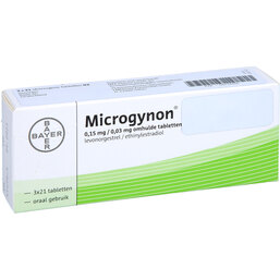 Abbildung: Microgynon 21 überzogene Tabletten 3X21 St, Überzogene Tabletten PZN 03416304
