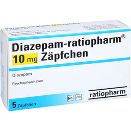 Abbildung: Diazepam ratiopharm 10 mg Zäpfchen 5 St, Suppositorien PZN 03417769