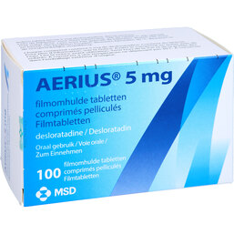 Abbildung: Aerius 5 mg Filmtabletten 100 St, Filmtabletten PZN 03418929