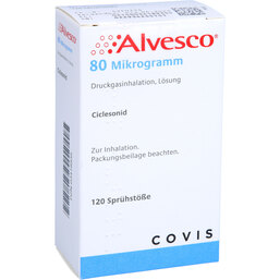 Abbildung: Alvesco 80 µg 120 Hub Dosieraerosol 1 St, Dosieraerosol PZN 03418935