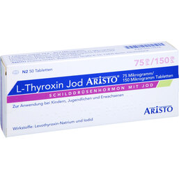 Abbildung: L-Thyroxin Jod Aristo 75 µg / 150 µg Tabletten 50 St, Tabletten PZN 03419478