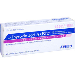 Abbildung: L-Thyroxin Jod Aristo 125 µg / 150 µg Tabletten 100 St, Tabletten PZN 03419550