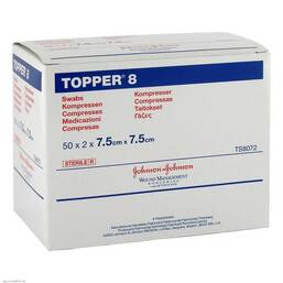 Abbildung: Topper 8 Kompresse steril 7,5x7,5cm 50X2 St, Kompressen PZN 03420352