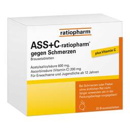 Abbildung: ASS + C ratiopharm gegen Schmerzen Brausetabletten Brausetabletten, 20 St PZN 03435448