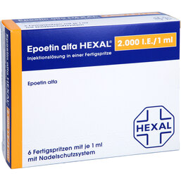 Abbildung: Epoetin alfa Hexal 2000 I.E. / 1 ml Fertigspritzen 6X1 ml, Fertigspritzen PZN 03436330