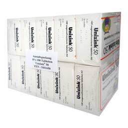 Abbildung: Unizink 50 magensaftresistente Tabletten Tabletten magensaftresistent, 10X100 St PZN 03441650