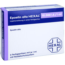 Abbildung: Epoetin alfa Hexal 10000 I.E. / 1 ml Fertigspritzen 6X1 ml, Fertigspritzen PZN 03442974