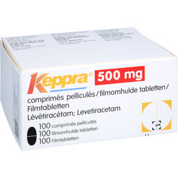 Abbildung: Keppra 500 mg Filmtabletten 100 St, Filmtabletten PZN 03444795
