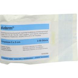 Abbildung: Aluderm Kompressen 5x5cm Kompressen, 50 St PZN 03446073