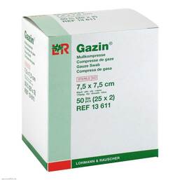 Abbildung: Gazin Kompressen 7,5x7,5cm 8 Kompressen, 25X2 St PZN 03449019