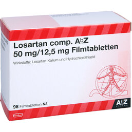 Abbildung: Losartan comp. AbZ 50 / 12,5 mg Filmtabletten 98 St, Filmtabletten PZN 03455758