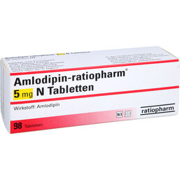 Abbildung: Amlodipin ratiopharm 5 mg N Tabletten 98 St, Tabletten PZN 03457272