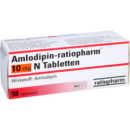 Abbildung: Amlodipin ratiopharm 10 mg N Tabletten 98 St, Tabletten PZN 03457349