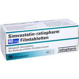 Abbildung: Simvastatin ratiopharm 40 mg Filmtabletten 98 St, Filmtabletten PZN 03459093