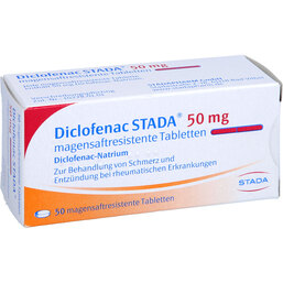 Abbildung: Diclofenac STADA 50 mg magensaftresistent Tabletten 50 St, Tabletten magensaftresistent PZN 03470930