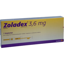 Abbildung: Zoladex 3,6 mg Implantat in einer Fertigspritze 1 St, Implantat PZN 03473615