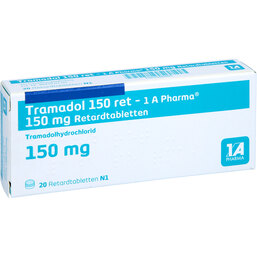 Abbildung: Tramadol 150 retard 1A Pharm 20 St, Retard-Tabletten PZN 03480845