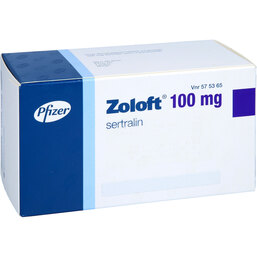 Abbildung: Zoloft 100 mg Filmtabletten 100 St, Filmtabletten PZN 03499425