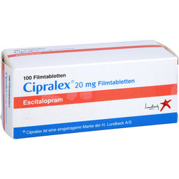 Abbildung: Cipralex 20 mg Filmtabletten 100 St, Filmtabletten PZN 03500401