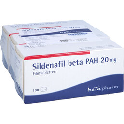 Abbildung: Sildenafil beta Pah 20 mg Filmtabletten 300 St, Filmtabletten PZN 03507739