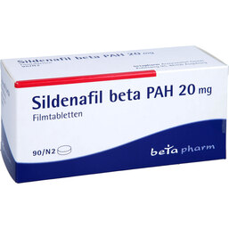 Abbildung: Sildenafil beta Pah 20 mg Filmtabletten 90 St, Filmtabletten PZN 03507768